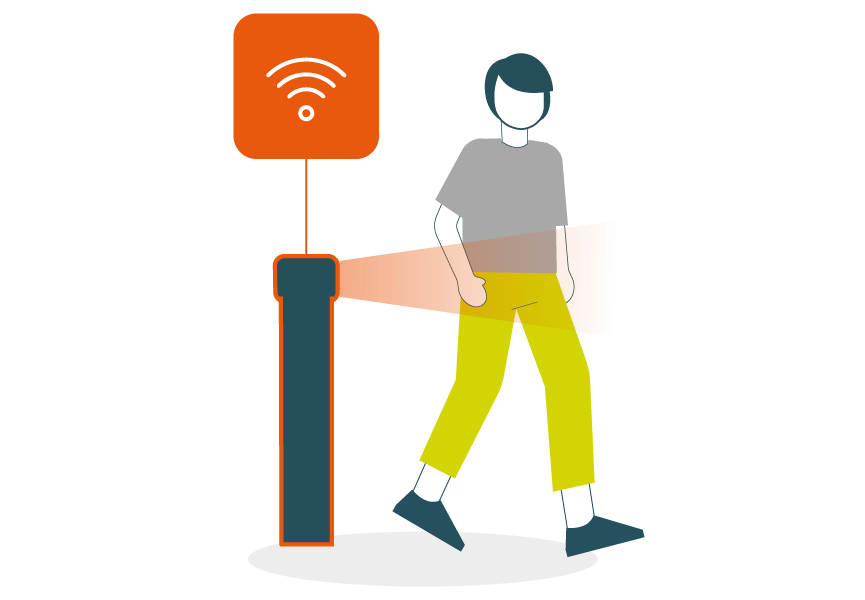 Counter and pedestrian graphic