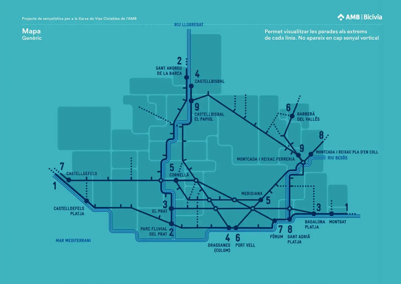 Map of bicycle facilities in Barcelona