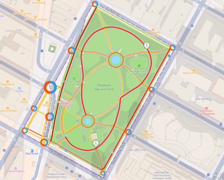Screenshot of Madison Square Park in VisitorFlow